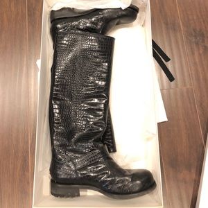 Jimmy Choo Stamped Mock Croc Black Boots